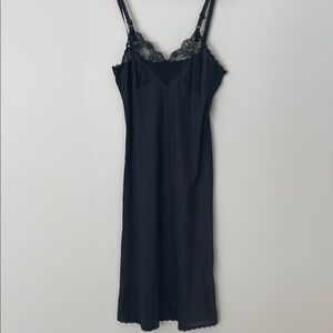 Vintage Black Lace Trim Slip Dress